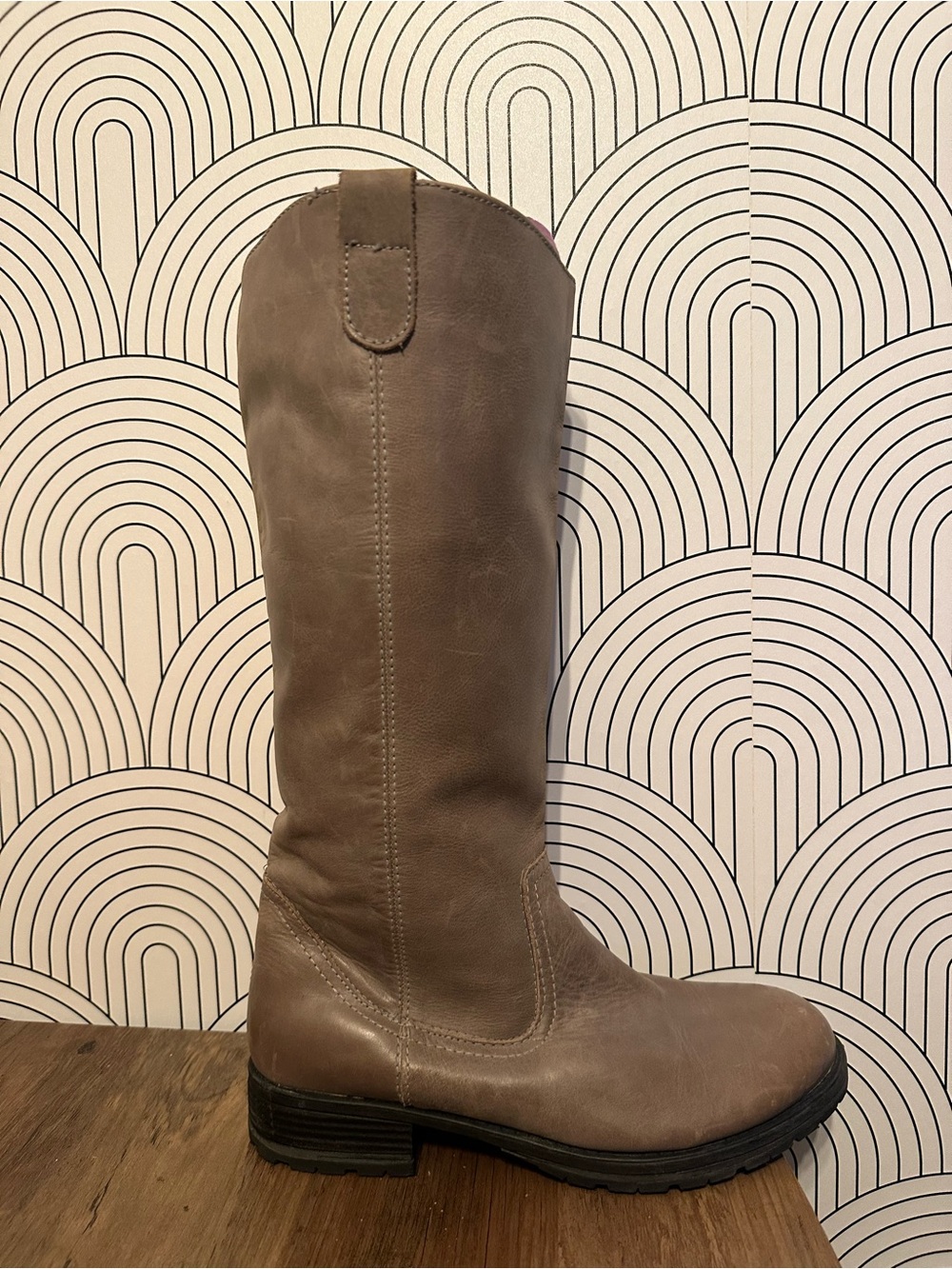 Blundstone Tall Jam Leather Knee-High Riding Boots Women 10 Vibram Brown Beige
